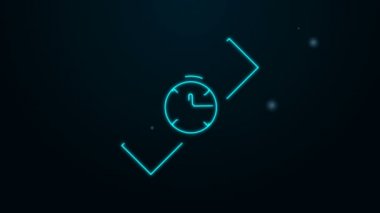 Parlayan neon hattı Kol saati simgesi siyah arkaplanda izole edildi. Kol saati simgesi. 4K Video hareketli grafik canlandırması