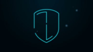 Parlayan neon çizgi simgesi siyah arkaplanda izole edildi. Gardiyan. 4K Video hareketli grafik canlandırması