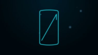 Parlayan neon hattı Smartphone, siyah arkaplanda izole edilmiş cep telefonu simgesi. 4K Video hareketli grafik canlandırması