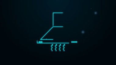 Parlayan neon hattı Mutfak sökücü fan simgesi siyah arkaplanda izole edildi. Mutfak kaputu. Mutfak egzozu. Ev aletleri. 4K Video hareketli grafik canlandırması