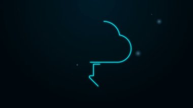 Parlayan neon hattı Bulut indirme simgesi siyah arkaplanda izole edildi. 4K Video hareketli grafik canlandırması