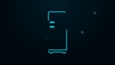 Parlayan neon hattı buzdolabı simgesi siyah arkaplanda izole edildi. Buzdolabı buzdolabı. Ev aletleri ve aletler. 4K Video hareketli grafik canlandırması