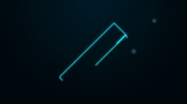 Parlayan neon hattı Et Helikopteri simgesi siyah arkaplanda izole edildi. Et için mutfak bıçağı. Kasap bıçağı. 4K Video hareketli grafik canlandırması