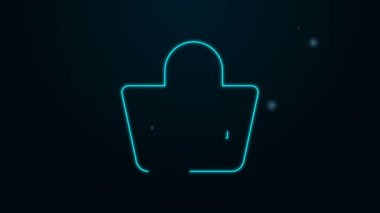 Parlayan neon çizgisi simgesi siyah arkaplanda izole edildi. Kadın el çantası işareti. Glamour günlük bagaj sembolü. 4K Video hareketli grafik canlandırması