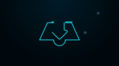 Parlayan neon hattı gelen kutusu simgesi siyah arkaplanda izole edildi. 4K Video hareketli grafik canlandırması