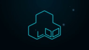Parlayan neon hattı Isometric küp simgesi siyah arkaplanda izole edildi. Geometrik küp katı simge. 3 boyutlu kare işareti. Kutu sembolü. 4K Video hareketli grafik canlandırması