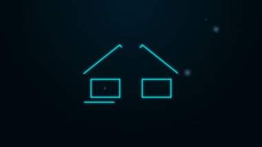 Parlayan neon hattı 3D sinema gözlüğü simgesi siyah arkaplanda izole edildi. 4K Video hareketli grafik canlandırması