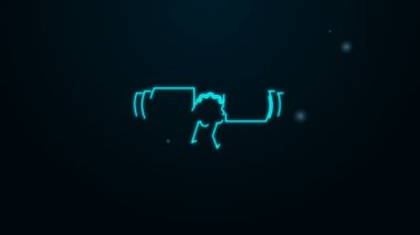 Parlayan neon çizgisi Diploma, siyah arkaplanda izole edilmiş pul ve kurdele ikonu ile parşömeni yuvarladı. Balmumu mühürlü kağıt parşömen. İş sertifikası 4K Video hareketli grafik canlandırması