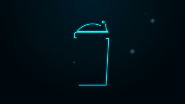 Lumineux néon ligne Fitness shaker icône isolée sur fond noir. Bouteille de shaker sportif avec couvercle pour cocktails à base d'eau et de protéines. Animation graphique de mouvement vidéo 4K — Video