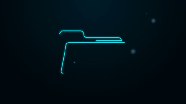 Glowing neon line Folder icon isolated on black background. 4K Video motion graphic animation — Stock Video