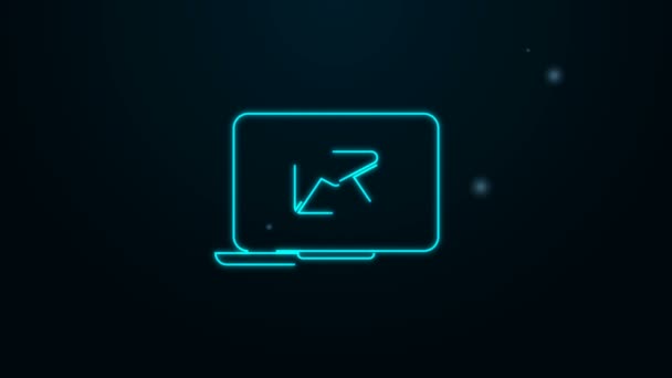 Glowing neon line Laptop with envelope and open email on screen icon isolated on black background. Email marketing, internet advertising concepts. 4K Video motion graphic animation — Stock Video