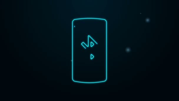 Gloeiende neon lijn Smartphone met bluetooth symbool pictogram geïsoleerd op zwarte achtergrond. 4K Video motion grafische animatie — Stockvideo