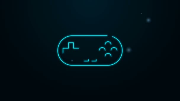 Ragyogó neon vonal Gamepad ikon elszigetelt fekete alapon. Játékvezérlő. 4K Videó mozgás grafikus animáció — Stock videók