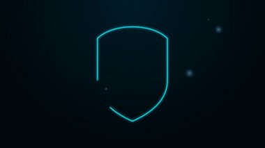 Parlayan neon hattı kullanıcı koruma simgesi siyah arkaplanda izole edildi. Güvenli kullanıcı girişi, şifre koruması, kişisel veri koruması, kimlik doğrulaması. 4K Video hareketli grafik canlandırması