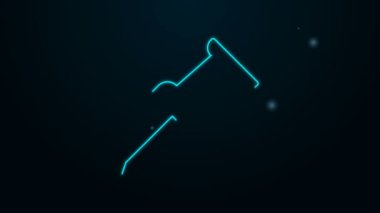 Parlayan neon çizgisi siyah arkaplanda Push pin simgesi izole edildi. Raptiye işareti. 4K Video hareketli grafik canlandırması