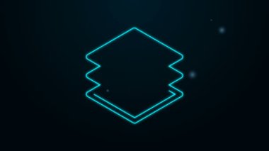 Parlayan neon çizgi tabaka simgesi siyah arkaplanda izole edildi. 4K Video hareketli grafik canlandırması