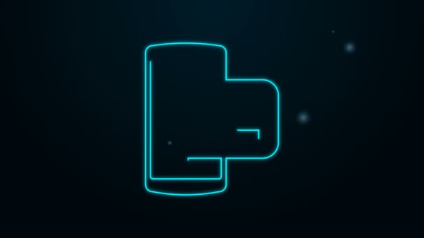 Lumineux néon ligne NFC icône de paiement isolé sur fond noir. Paiement mobile. Concept de smartphone NFC. icône de transfert. Animation graphique de mouvement vidéo 4K — Video