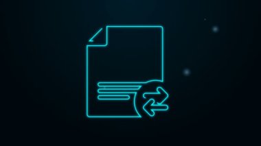 Parlayan neon hattı Aktarım dosyaları simgesi siyah arkaplanda izole edildi. Dosyaları kopyala, veri değişimi, yedekleme, PC göçü, dosya paylaşım kavramlarını kopyala. 4K Video hareketli grafik canlandırması