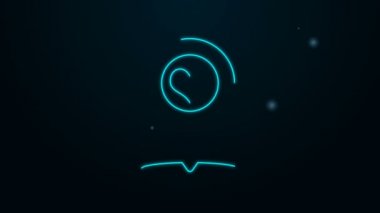 Siyah arkaplanda kalp simgesi izole edilmiş parlak neon çizgisi haritası. 4K Video hareketli grafik canlandırması