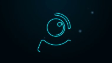 Parlayan neon hattı web kamera simgesi siyah arkaplanda izole edildi. Sohbet kamerası. Web kamerası simgesi. 4K Video hareketli grafik canlandırması