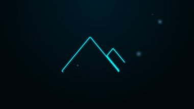 Parlayan neon çizgisi dağ simgesi siyah arkaplanda izole edildi. Zaferin ya da başarının sembolü. 4K Video hareketli grafik canlandırması