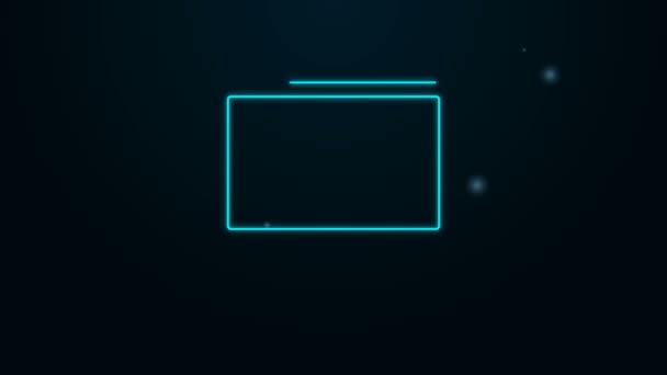 Ligne de néon lumineux icône écran de moniteur d'ordinateur isolé sur fond noir. Appareil électronique. Vue de face. Animation graphique de mouvement vidéo 4K — Video