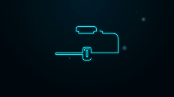 Glowing neon line Toolbox icon isolated on black background. Tool box sign. 4K Video motion graphic animation — Stock Video