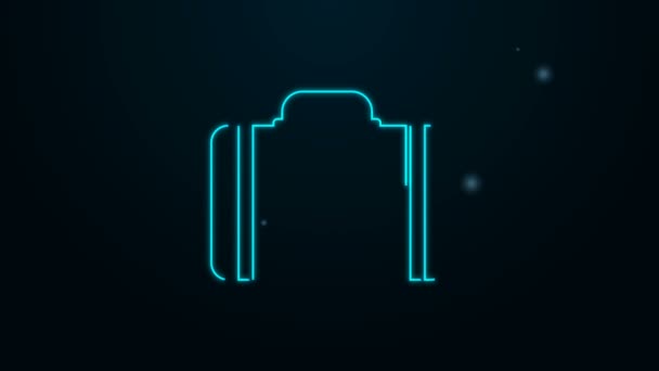 Gloeiende neon lijn Koffer voor reizen pictogram geïsoleerd op zwarte achtergrond. Reisbagagebord. Reisbagage icoon. 4K Video motion grafische animatie — Stockvideo