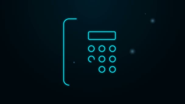 Glödande neon line Telefon ikon isolerad på svart bakgrund. Telefonen är fast. 4K Video motion grafisk animation — Stockvideo