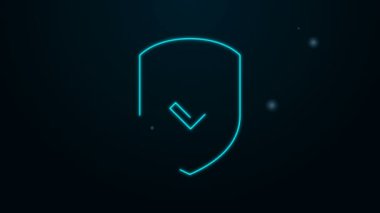 Parlayan neon hattı siyah arkaplanda su geçirmez ikon izole edildi. Suya dayanıklı ya da sıvı koruma konsepti. 4K Video hareketli grafik canlandırması