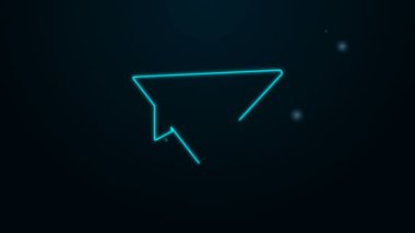 Parlayan neon çizgi kağıt uçak simgesi siyah arkaplanda izole edildi. Kağıt uçak ikonu. Uçak işareti. 4K Video hareketli grafik canlandırması