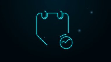 Siyah arkaplanda işaretleme simgesi izole edilmiş parlayan neon çizgisi takvimi. 4K Video hareketli grafik canlandırması