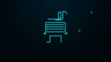 Parlayan neon hattı Disket yedekleme simgesi siyah arkaplanda izole edildi. Disket işareti. 4K Video hareketli grafik canlandırması