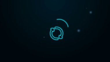 Parlayan neon hattı Bulut senkron yenileme simgesi siyah arkaplanda izole edildi. Bulut ve oklar. 4K Video hareketli grafik canlandırması