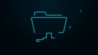 Parlayan neon hattı FTP eşzamanlama simgesi siyah arkaplanda izole edildi. Yazılım güncellemesi, transfer protokolü, yönlendirici, takım çalışması araç yönetimi, kopyalama işlemi. 4K Video hareketli grafik canlandırması