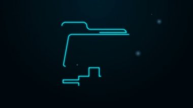 Parlayan neon hattı FTP dizin simgesi siyah arkaplanda izole edildi. Yazılım güncellemesi, transfer protokolü, yönlendirici, takım çalışması aracı yönetimi, kopyalama süreci, bilgi. 4K Video hareketli grafik canlandırması