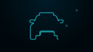 Parlayan neon hattı Polis arabası ve polis teşhircisi simgesi siyah arka planda izole edildi. Acil durum sireni. 4K Video hareketli grafik canlandırması