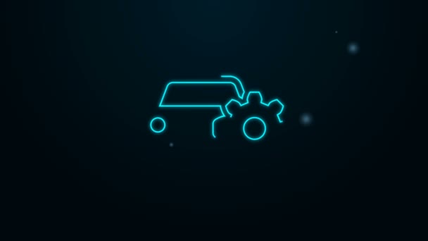 Glowing neon line Car service icon isolated on black background. Auto mechanic service. Mechanic service. Repair service auto mechanic. Maintenance sign. 4K Video motion graphic animation — Stock Video