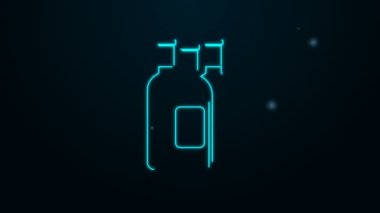 Parlayan neon çizgisi şarap şişeleri siyah arka planda izole edilmiş. 4K Video hareketli grafik canlandırması