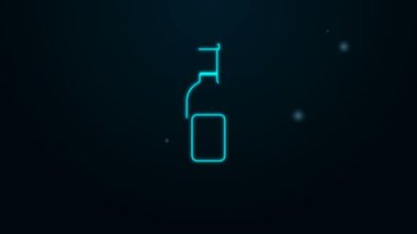 Parlayan neon hattı. Siyah arka planda izole edilmiş şarap ikonu. 4K Video hareketli grafik canlandırması