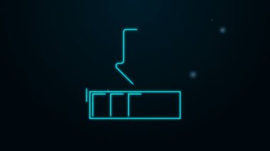 Parlayan neon hattı siyah arkaplanda izole edilmiş simge yükleniyor. İndirme devam ediyor. İlerleme çubuğu simgesi. 4K Video hareketli grafik canlandırması