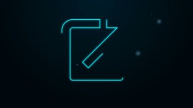 Siyah arkaplanda izole edilmiş yeni pencere simgesinde parlayan neon hattı Açık. Başka bir sekme düğmesi işareti aç. Tarayıcı çerçeve sembolü. Dış bağlantı işareti. 4K Video hareketli grafik canlandırması