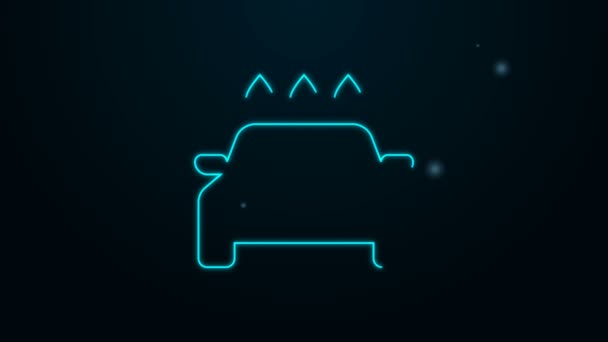 Glowing neon line Car wash icon isolated on black background. Carwash service and water cloud icon. 4K Video motion graphic animation — Stock Video