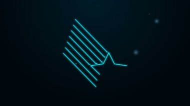 Parlayan neon hattı düşen yıldız simgesi siyah arkaplanda izole edildi. Yıldız izi ile kayan yıldız. Göktaşı, göktaşı, kuyruklu yıldız, asteroid, yıldız ikonu. 4K Video hareketli grafik canlandırması