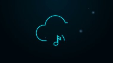 Parlayan neon hattı müzik yayın servisi simgesi siyah arkaplanda izole edildi. Ses bulutu hesaplama, çevrimiçi medya yayını, online şarkı, ses dalgası. 4K Video hareketli grafik canlandırması