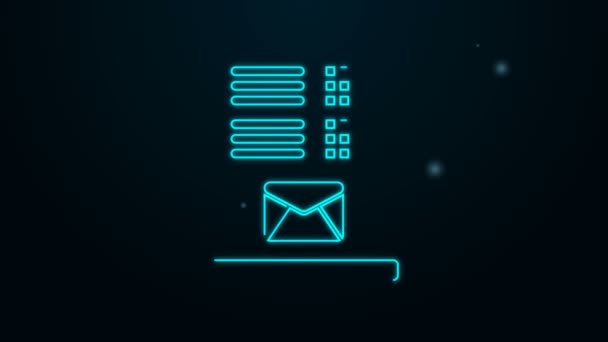 Glowing neon line Mail server icon isolated on black background. 4K Video motion graphic animation — Stock Video