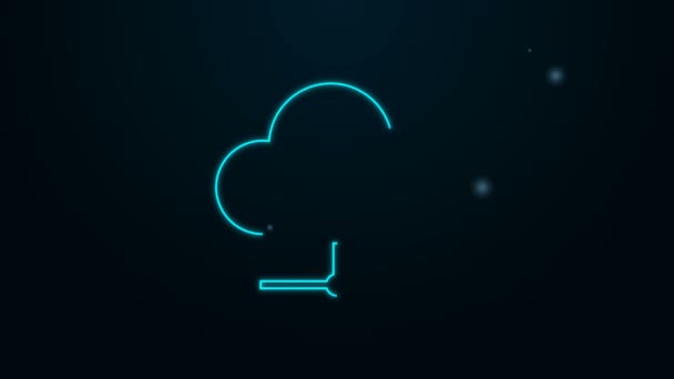 Leuchtendes Neon Line Netzwerk-Cloud-Verbindungssymbol isoliert auf schwarzem Hintergrund. Soziale Technologie. Cloud Computing Konzept. 4K Video Motion Grafik Animation — Stockvideo