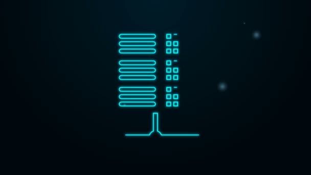 Glowing neon line Server, Data, Web Hosting icon isolated on black background. 4K Video motion graphic animation — Stock Video