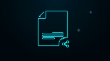 Parlayan neon hattı dosya simgesi siyah arkaplanda izole edildi. Dosya paylaşımı. Dosya aktarım işareti. 4K Video hareketli grafik canlandırması