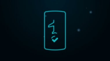 Cep telefonu simgesinde parlayan neon hattı uçuş modu siyah arkaplanda izole edildi. Uçak ya da uçak çevrimdışı mod yolcu tüzüğü havayolu. 4K Video hareketli grafik canlandırması